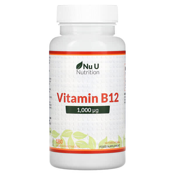 Nu U Nutrition, 維生素 B12，1000 微克，180 片素食片