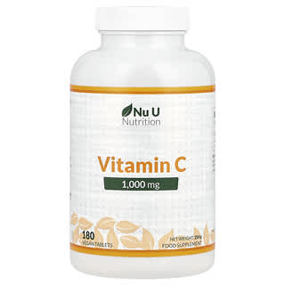 Nu U Nutrition, 維生素 C，1000 毫克，180 片純素食片