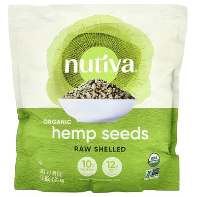 Nutiva, Organic Hemp Seeds, Raw, Shelled, 3 lbs (1.36 kg)