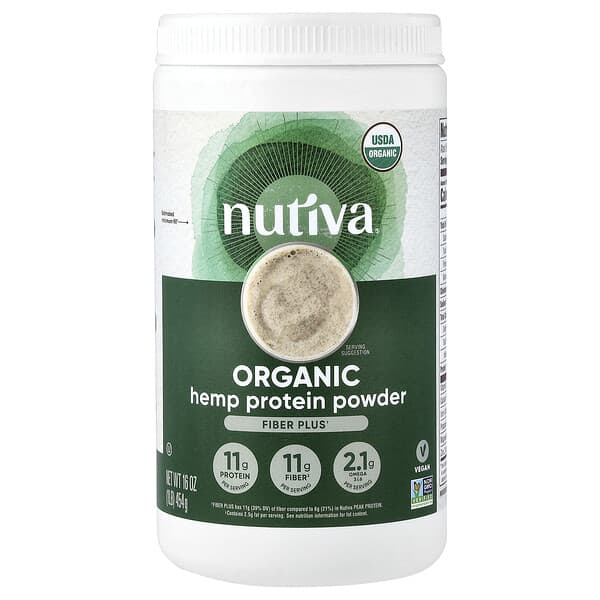 Nutiva, 오가닉 슈퍼푸드, 헴프 프로테인, 하이-피버, 16 온스 (454 그램)