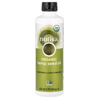 Nutiva, Biologische hennepzaadolie, koudgeperst, 473 ml