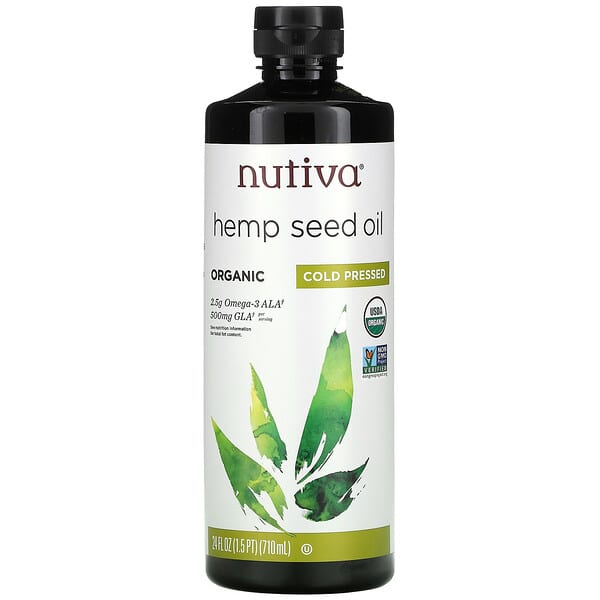 Nutiva‏, زيت بذور نبات القنب العضوي، معصور على البارد، 24 أونصة سائلة (710 مل)