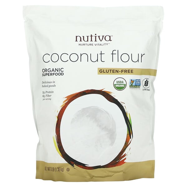 Nutiva, ココナッツ粉, グルテンフリー, 3ポンド（1.36 kg）