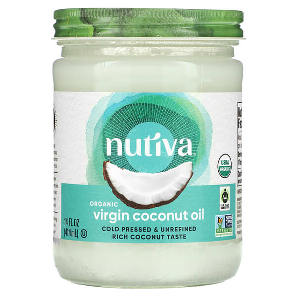 Nutiva（ヌティバ）, オーガニック バージン ココナッツオイル、414ml（14液量オンス）