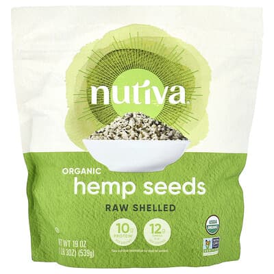 Nutiva, Organic Hemp Seeds, Raw Hulled, 19 oz (539 g)