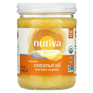 Nutiva, زيت جوز الهند العضوي، نكهة زبدية، 14 أونصة سائلة (414 مل)