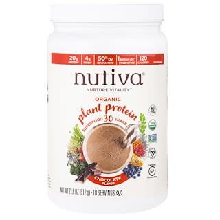 Nutiva, 有機植物蛋白，巧克力，21.6盎司（612克）