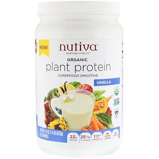 Nutiva, Proteína vegetal orgánica, vainilla, 1.4 lb (620 g)