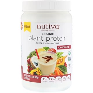 Nutiva, Proteína vegetal orgánica, chocolate, 1.4 lb (620 g)