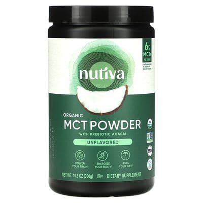 Nutiva, Organic MCT Powder, Unflavoured, 10.6 oz (300 g)
