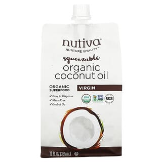 Nutiva, オーガニックスクイーザブル、バージンココナッツオイル、355ml（12液量オンス）