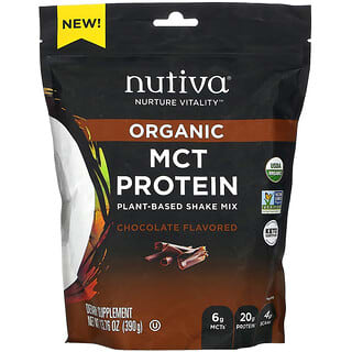 Nutiva, Proteína MCT orgánica, Mezcla para batido a base de plantas, Chocolate, 390 g (13,76 oz)