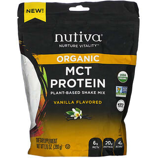 Nutiva, Organic MCT Protein, смесь коктейлей на растительной основе, ваниль, 390 г (13,76 унции)