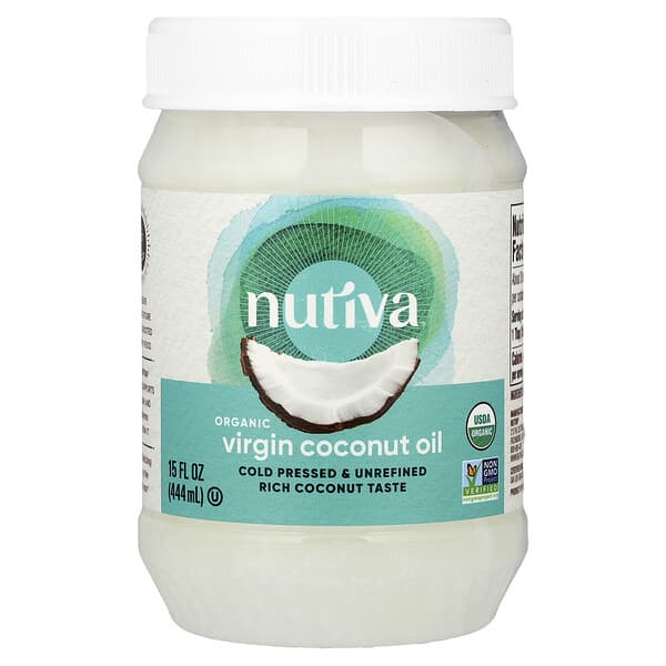 Nutiva, 培育活力，椰子油，初榨，15 液量盎司（444 毫升）