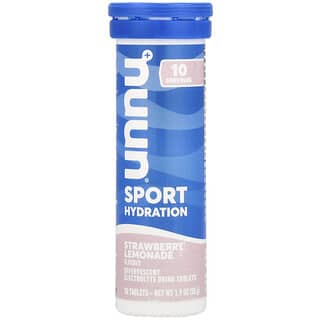 Nuun, Hydration, Sport, шипуча добавка з електролітами, із полуничним лимонадом, 10 таблеток