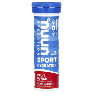 Nuun, Sport Hydration, Effervescent Electrolyte Drink, Fruit Punch, 10 Tablets
