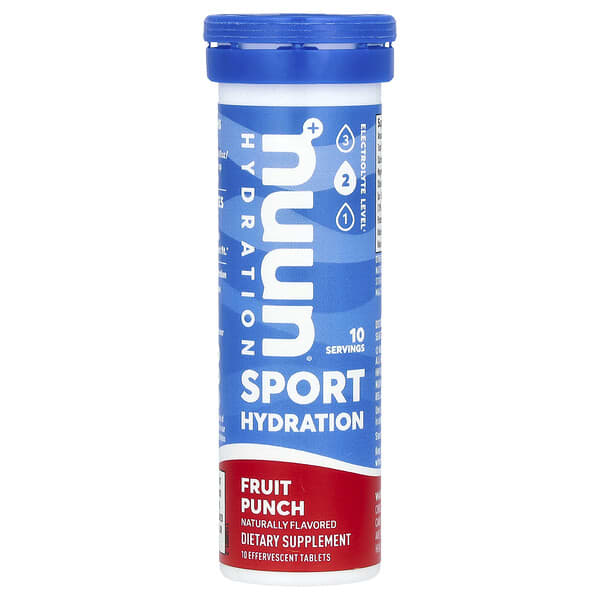 Nuun, Sport Hydration, Effervescent Electrolyte Drink, Fruit Punch, 10 ...