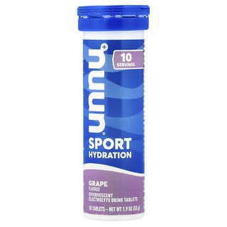 Nuun, Sport Hydration, Effervescent Electrolyte Drink Tablets, Grape, 10 Tablets