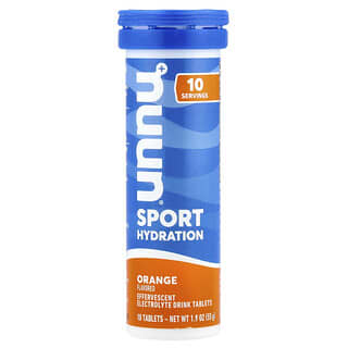 Nuun, Hydration, Sport, добавка с шипучими электролитами, апельсин, 10 таблеток