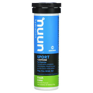Nuun, Complément d'énergie, d'électrolyte effervescent et de caféine - Goût citron vert frais - 10 comprimés