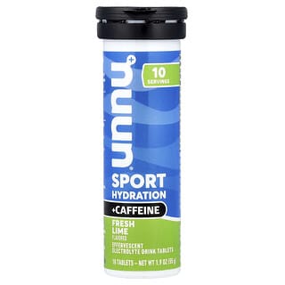 Nuun‏, אנרגיה, תוסף אלקטרוליטים וקפאין תוסס, ליים טרי, 10 טבליות