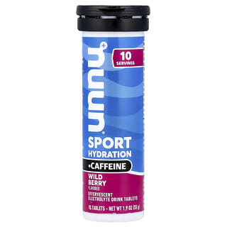 Nuun, Sport Hydration + Kafein, Efervesan Elektrolit İçecek, Orman Meyveli, 10 Tablet, 55 g (1,9 oz)