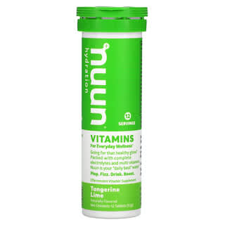 Nuun, Hydration, Vitamins, Effervescent Electrolyte Supplement, Tangerine Lime, 12 Tablets