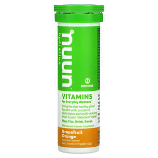 Nuun, Hydration, Vitamins, Effervescent Vitamin Supplement, Grapefruit Orange, 12 Tablets
