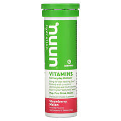 Nuun, Hidratação, Vitaminas, Suplemento Vitamínico Efervescente, Morango e Melão, 12 Comprimidos