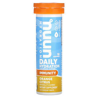 Nuun, Idratazione quotidiana, per il supporto del sistema immunitario, arancia e agrumi, 10 compresse effervescenti