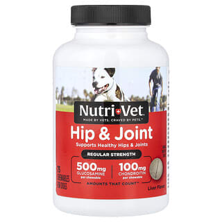 Nutri-Vet, Bedrový kĺb a kĺby, bežná sila, pre psov, pečeň, 75 žuvacích látok