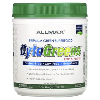ALLMAX, CytoGreens, Superalimento verde prémium para atletas, Té verde con bayas de asaí, 535 g (1,2 lb)