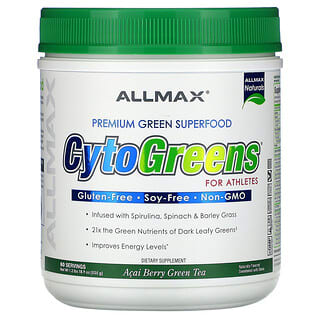 ALLMAX Nutrition, CytoGreens ، طعام أخضر فائق الجودة للرياضيين ، شاي توت الأساي الأخضر ، 1.2 رطل (535 جم)