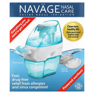 Navage, Cuidado Nasal, Kit Inicial de Irrigação Nasal com Solução Salina, Limpador de Nariz Modelo SDG-2 + 20 Cápsulas de Salino
