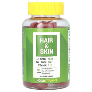 Noor Vitamins, Żelki do włosów i skóry o smaku truskawkowym, 90 żelek