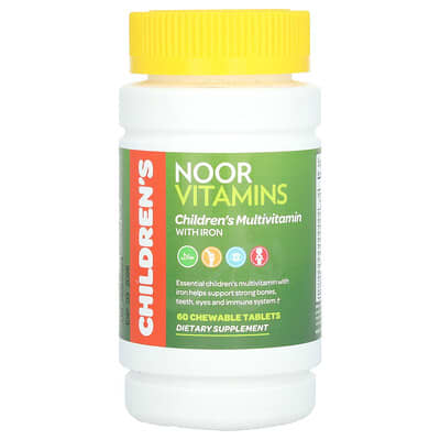 Noor Vitamins, Children's Multivitamin with Iron, 60 Chewable Tablets
