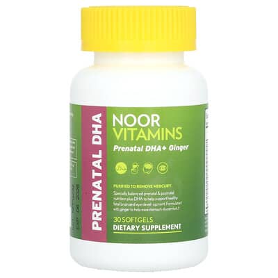 Noor Vitamins, Prenatal DHA + Ginger, 30 Softgels