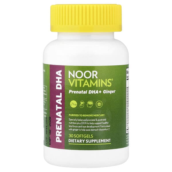 Noor Vitamins, Prenatal DHA + Ginger , 30 Softgels