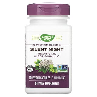 Nature's Way, Silent Night, традиционное средство для сна, 100 веганских капсул