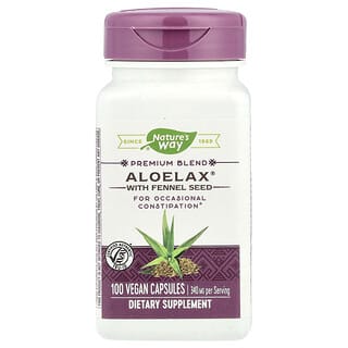 Nature's Way, Aloelax（アロエラックス）フェンネルシード入り、340mg、ヴィーガンカプセル100粒