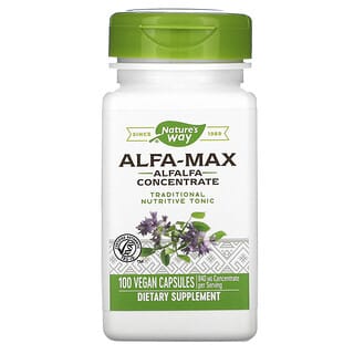 Nature's Way, Alfa-Max, Alfalfa Concentrado, 420 mg, 100 Cápsulas Veganas