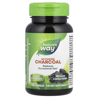 Nature's Way, Charcoal, Activated, Aktivkohle, 560 mg, 100 Kapseln (280 mg pro Kapsel)