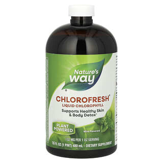 Nature's Way, Chlorofresh, Clorofila Líquida, Menta, 132 mg, 480 ml (16 fl oz) (132 mg por 2 Colheres de Sopa)