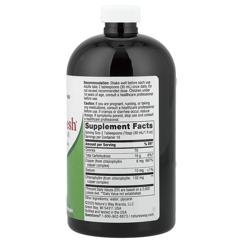 Купить Nature's Way, Chlorofresh, жидкий хлорофилл, без добавок, 132 мг, 480 мл