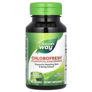 Nature's Way, Chlorofresh, Konsentrat Klorofil, 100 mg, 90 Kapsul Gel Lunak (50 mg per Kapsul Gel Lunak)