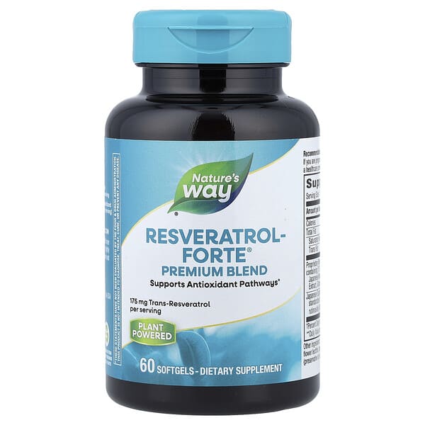 Nature's Way, Resveratrol Forte®, Mezcla prémium, 60 cápsulas blandas
