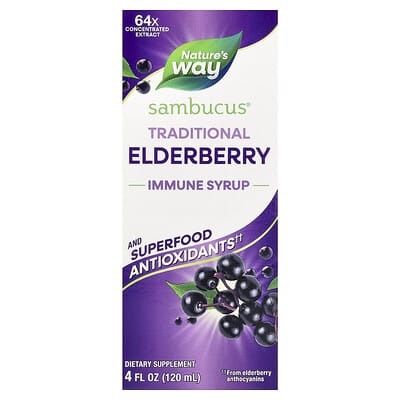 Nature's Way, Sambucus®, Traditional Immune Help Syrup, Elderberry Flavor, 4 fl oz (120 ml)