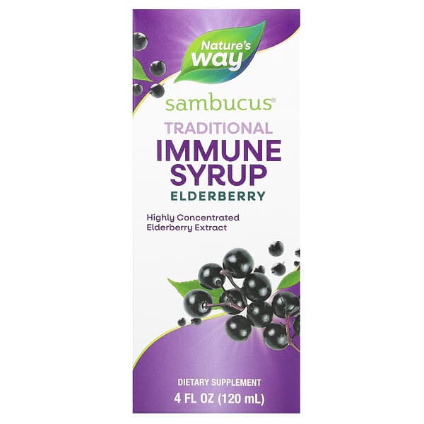 Nature's Way, Sambucus, Traditional Immune Syrup, Elderberry, 4 fl oz ...