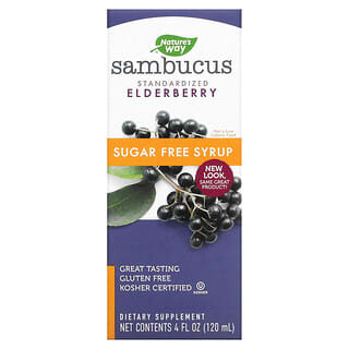 Nature's Way, Sambucus, Standardized Elderberry, Sugar-Free Syrup, 4 fl oz (120 ml)