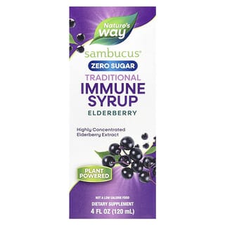 Nature's Way, Sambucus®, Traditional Immune Syrup, Zero Sugar, Elderberry, 50 mg, 4 fl oz (120 ml)